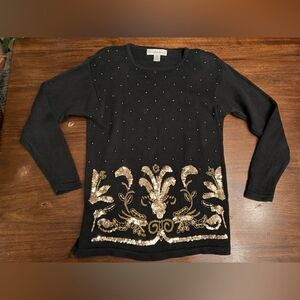 Black sweater with gold sequins
